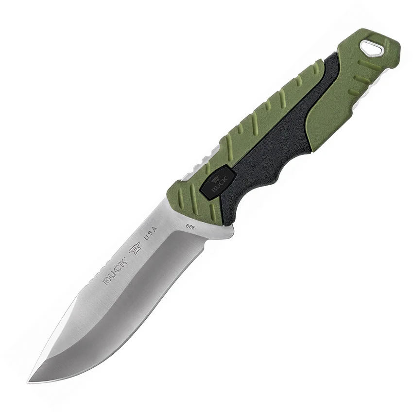 Buck Pursuit Large Fixed Blade Knife Green GFN (4.5" Satin) 0656GRS