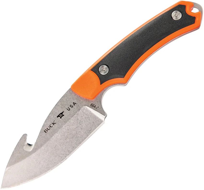 Buck 664 Alpha Hunter Select Guthook Knife Black/Orange Polymer (3.75" SW)