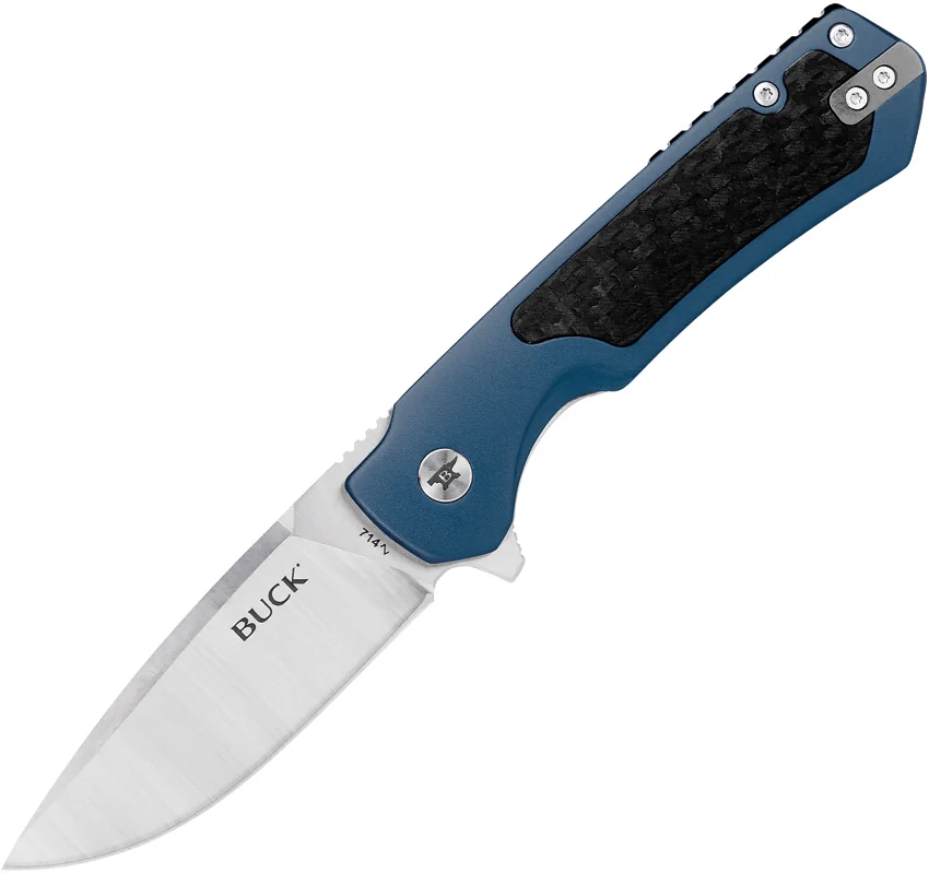 Buck Stinger Frame Lock Knife Blue Aluminum + Carbon Fiber (3" Satin D2)