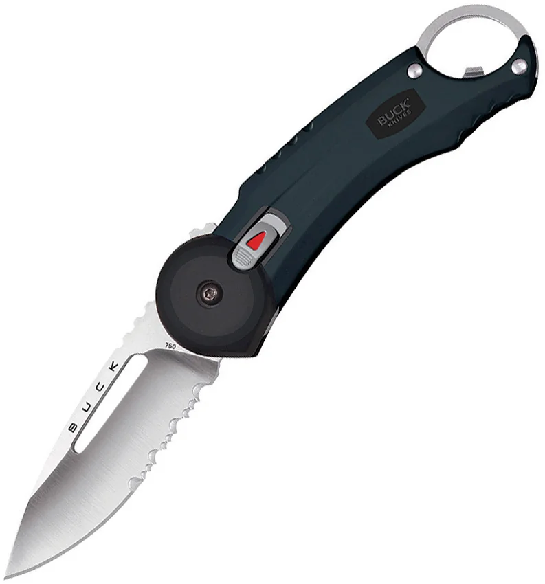 Buck Redpoint Button Lock Knife Black (2.75" Satin Serr) 0750BKX
