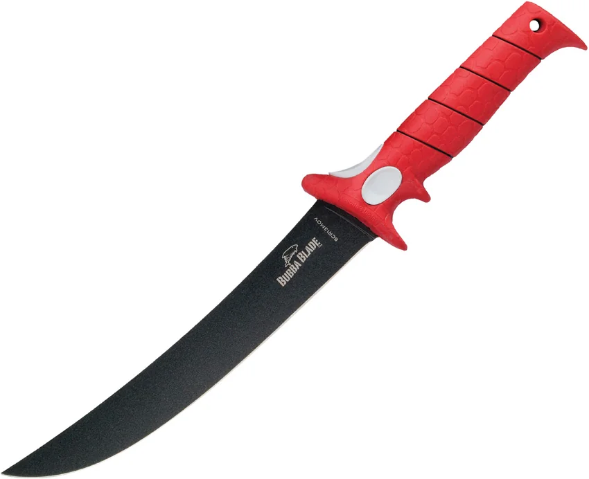 Bubba Blade Stiffie Fillet Fixed Blade Knife Red Rubber (9" Black)