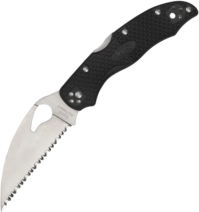 Byrd Harrier 2 Lockback Knife Wharncliffe (3.4" Satin Serr) BY01SBKWC2
