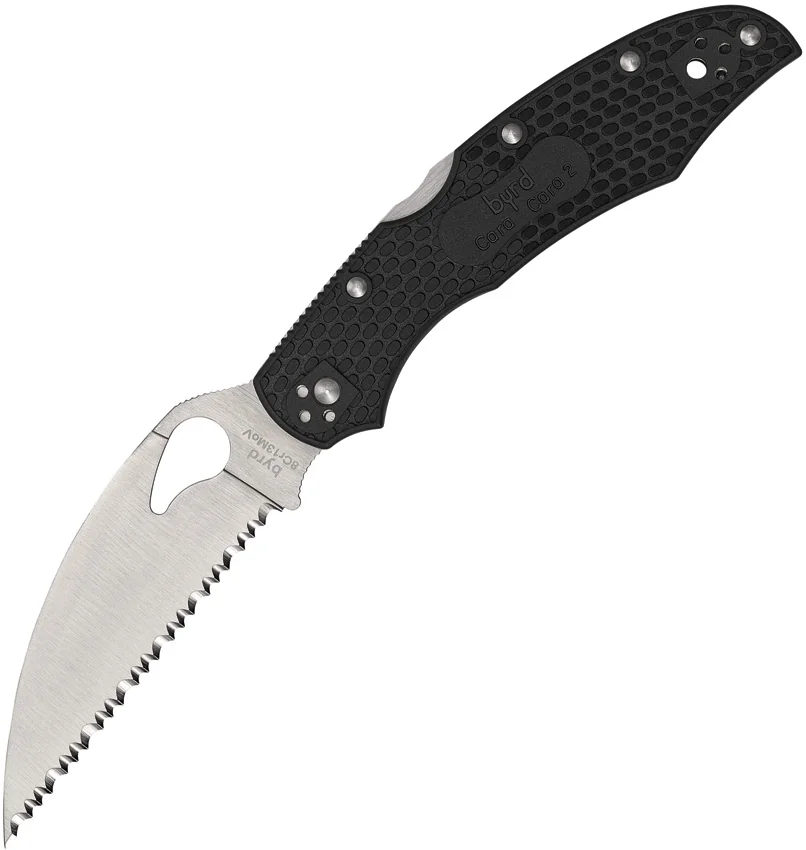Byrd Cara Cara 2 Lockback Knife Wharncliffe Black (3.8" Satin Serr) BY03SBKWC2