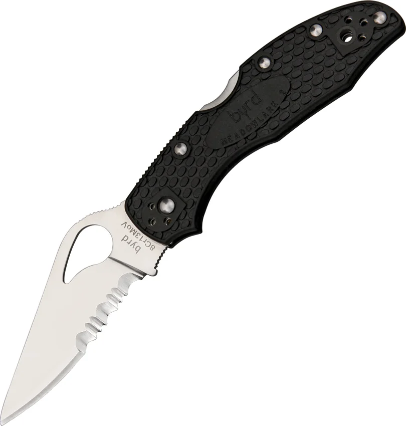 Byrd Meadowlark 2 Lockback Knife Black FRN (2.94" Satin Serr) BY04PSBK2