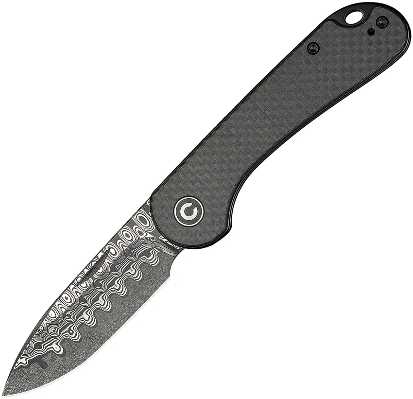 CIVIVI Elementum Slip Joint Knife Twill Carbon Fiber (3" Damascus)