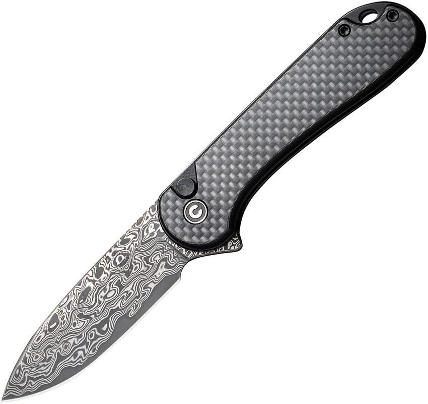 CIVIVI Elementum II Button Lock Knife Carbon Fiber (2.96" Damascus) C18062PB-DS1