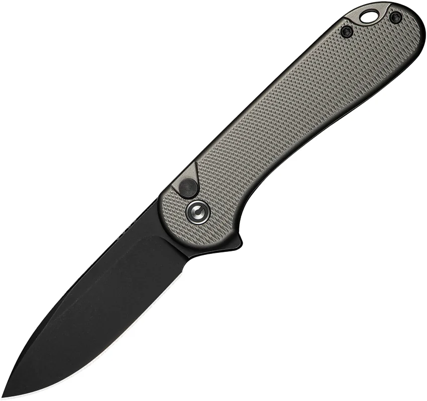 CIVIVI Elementum II Button Lock Knife Diamond Patterned Gray Al (3" Black SW)