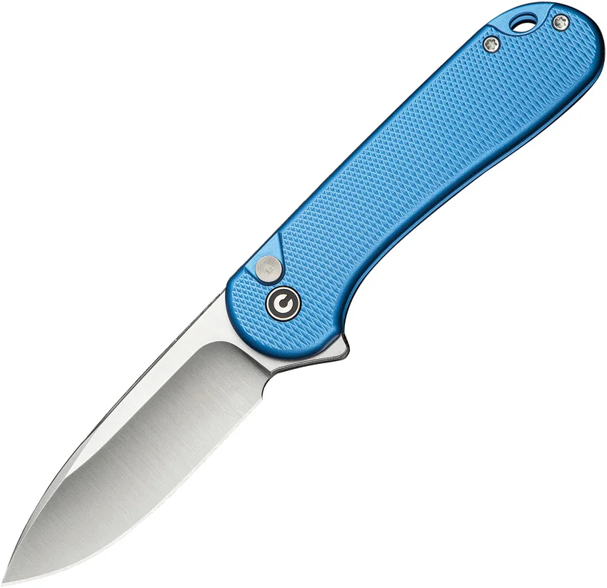 CIVIVI Elementum II Button Lock Knife Diamond Patterned Blue Al (3" Satin)