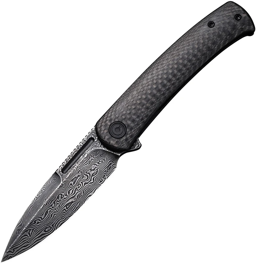 CIVIVI Cetos Frame Lock Knife Twill Carbon Fiber (3.48" Damascus) C21025B-DS1