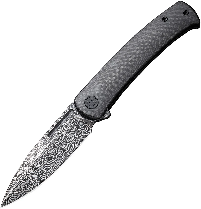 CIVIVI Caetus Liner Lock Knife Black Carbon Fiber (3.48" Damascus) - C21025C-DS1