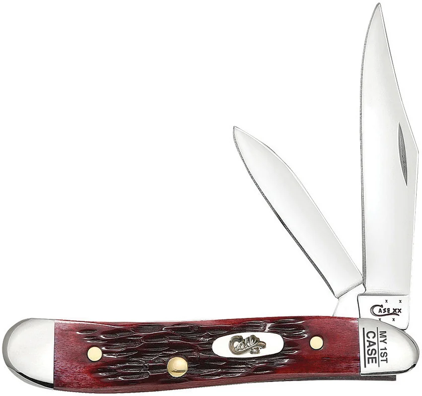 Case My First Case Peanut Knife 2.875" Peach Seed Jigged Old Red Bone 3693