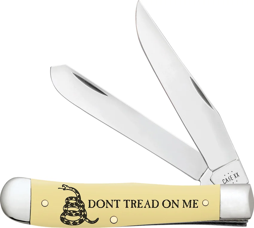 Case Trapper Knife 4.1" Don't Tread on Me Yellow Synthetic (3254 SS) 06089