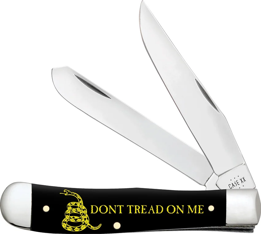 Case Trapper Knife 4.1" Don't Tread On Me Black Synthetic (2254 SS) 06090