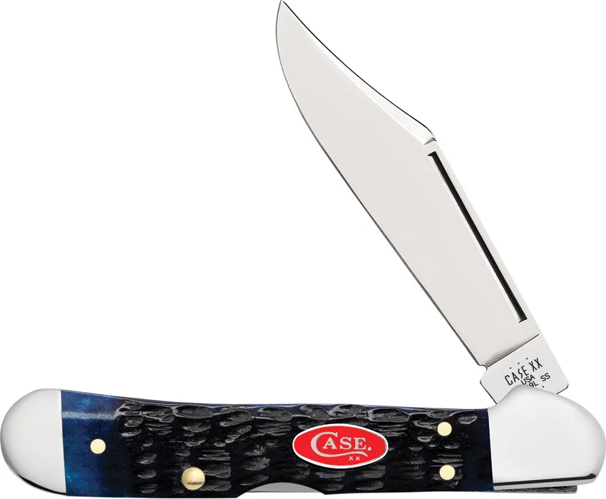 Case Mini CopperLock Knife 3.6" Navy Blue Rogers Jig Bone (61749L SS) 06891