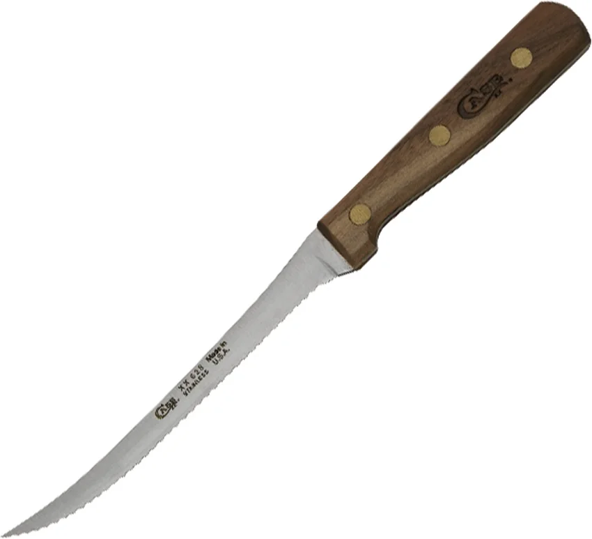 Case Cutlery Tomato Slicer Fixed Blade Knife Walnut (5.5" Satin) 07313