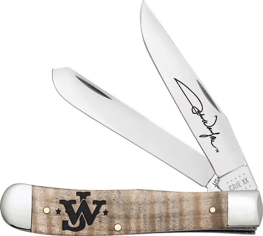 Case Cutlery John Wayne Trapper Knife Smooth Natural Curly Maple  (7254 SS)
