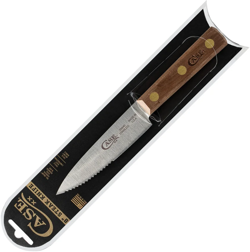Case Cutlery Fixed Blade Walnut Wood Steak Knife (4.00" Satin Serrated)