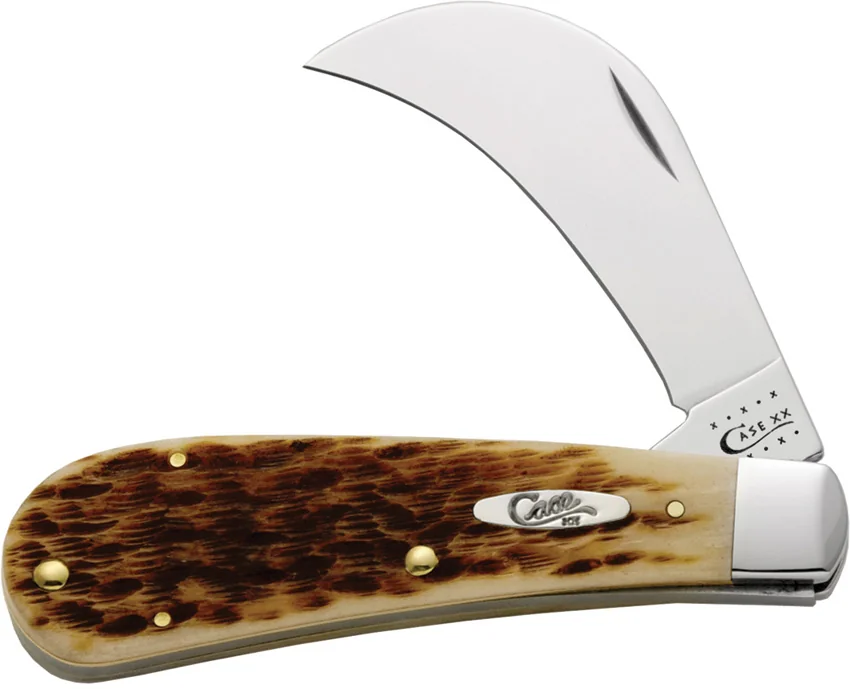 Case Hawkbill Pruner Knife 4" Jigged Amber Bone (61011 SS) 249