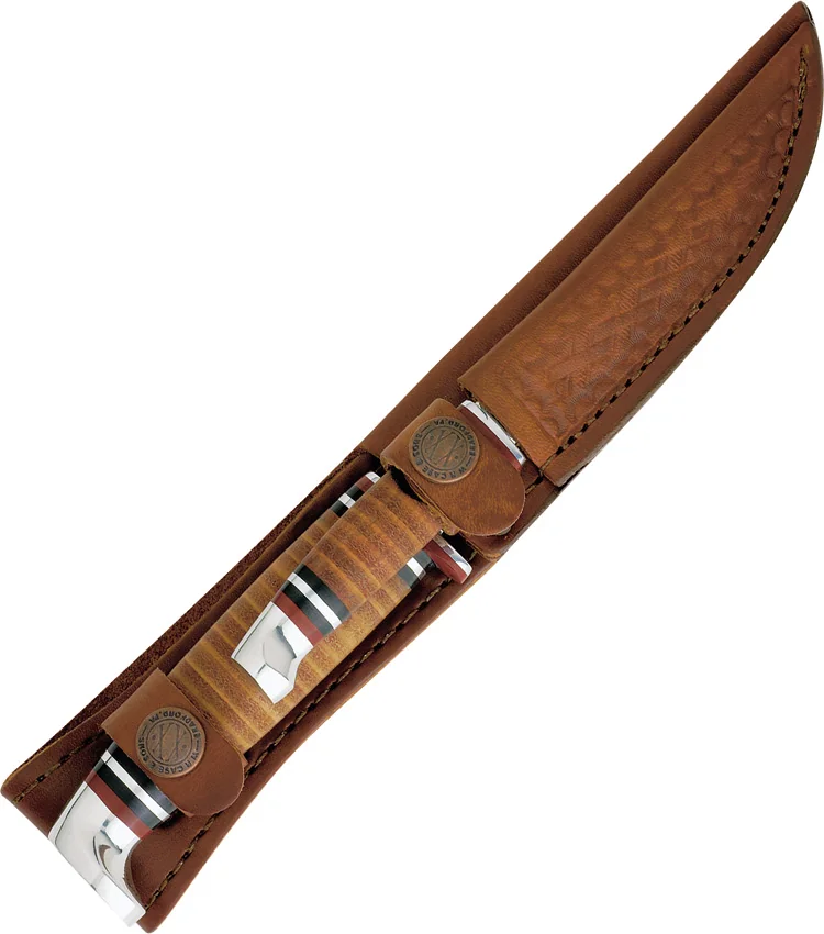 Case Leather Hunter Fixed Blade Two Knife Set (316-5 SS & M3FINN SS) 0372