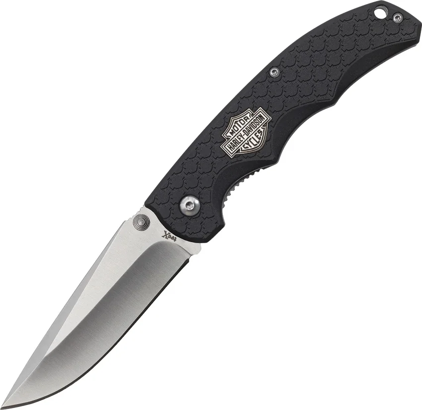 Tec-X Harley-Davidson HDMC Linerlock Knife Black GFN (3.5" Plain) 52129