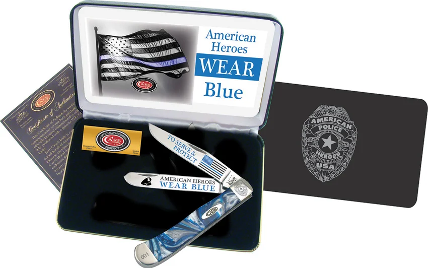 Case American Police Trapper Pocket Knife 4.125" Blue Corelon (9254 SS)