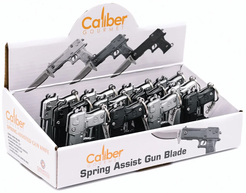 Caliber Gourmet Gun Knife Keychain Display