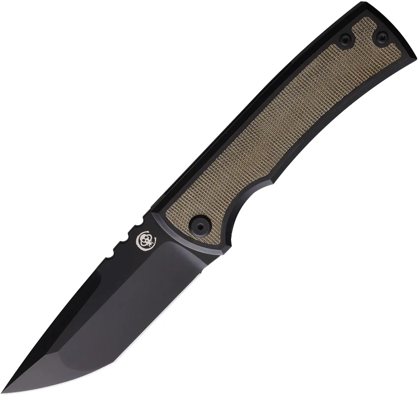 Chaves Knives Redencion 229 Tanto Frame Lock Knife Green Micarta (3.6" Black SW)