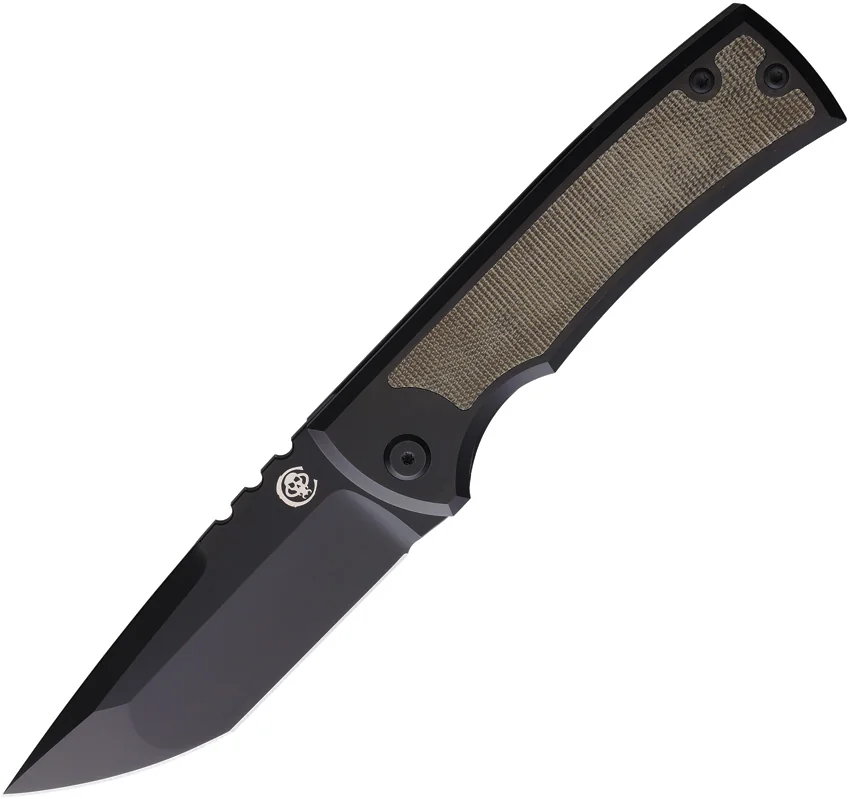 Chaves Knives Redencion 229 Tanto Frame Lock Knife Green Micarta (3.6" Black SW)