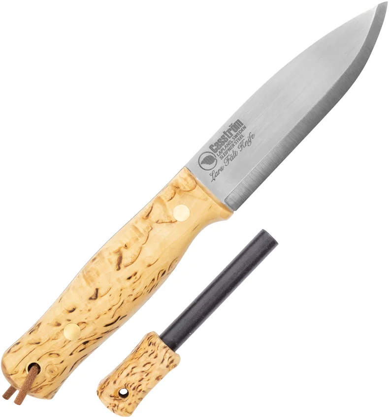 Casstrom Lars Fält Bushcraft Fixed Blade Knife Curly Birch (4.5" Satin)