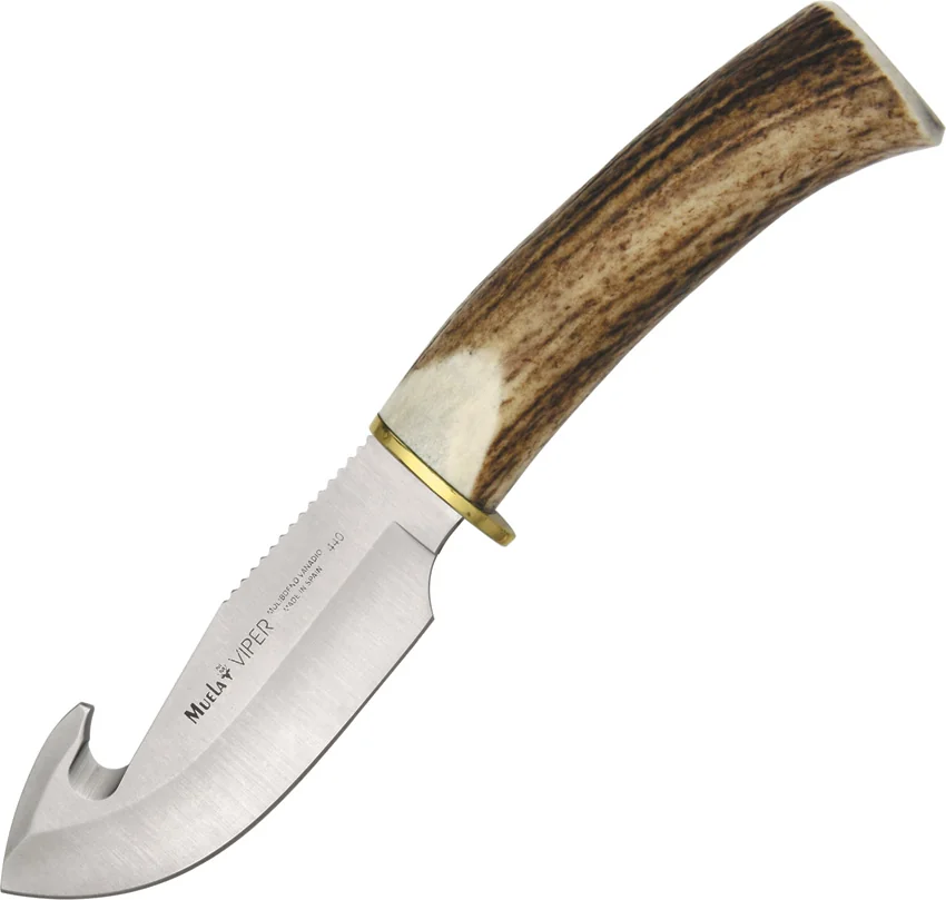 Muela Viper Fixed Blade Knife Stag Horn (4.375" Satin)