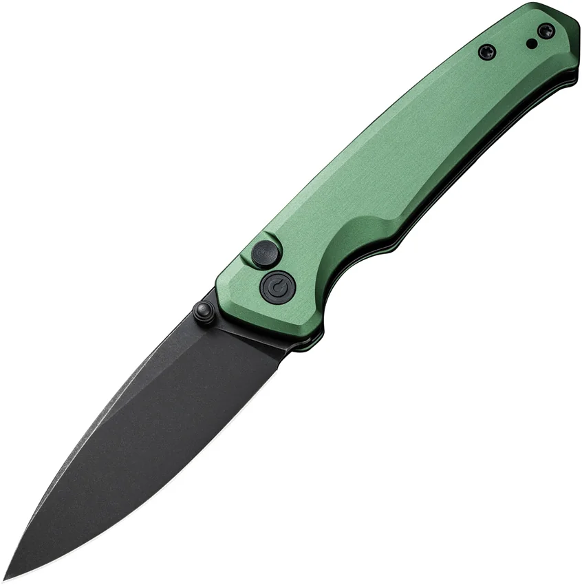 CIVIVI Altus Nitro-V Button Lock Knife Green Aluminum (2.97" Black Stonewash)
