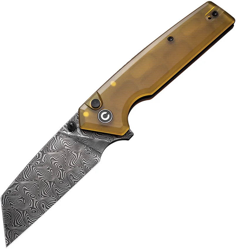 CIVIVI Amirite Modified Wharncliffe Button Lock Knife Ultem (3.5" Damascus)