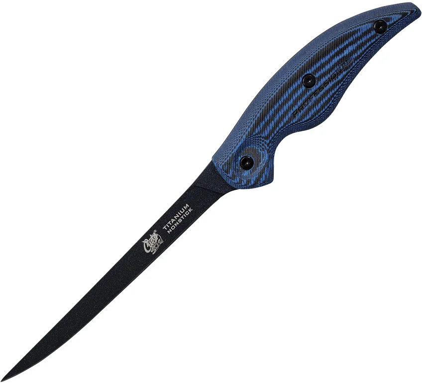 Camillus Cuda 6" Professional Fillet Fixed Blade Knife Blue Micarta (6" Black)