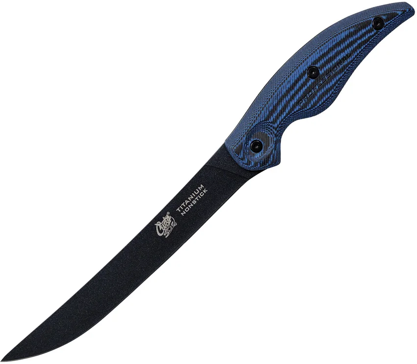 Camillus Cuda 7"  Wide Fillet Fixed Blade Knife Blue Micarta (7" Black)