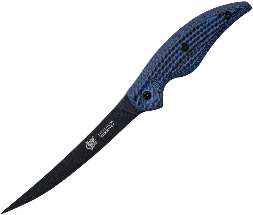 Camillus Cuda 6" Professional Boning Fixed Blade Knife Blue Micarta (6" Black)