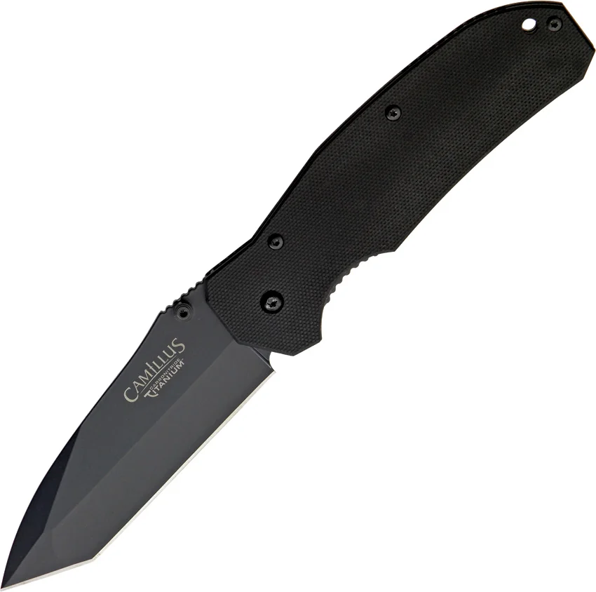 Camillus 8.25" Carbonitride Titanium Tanto Knife (3.5" Black Plain) 18672