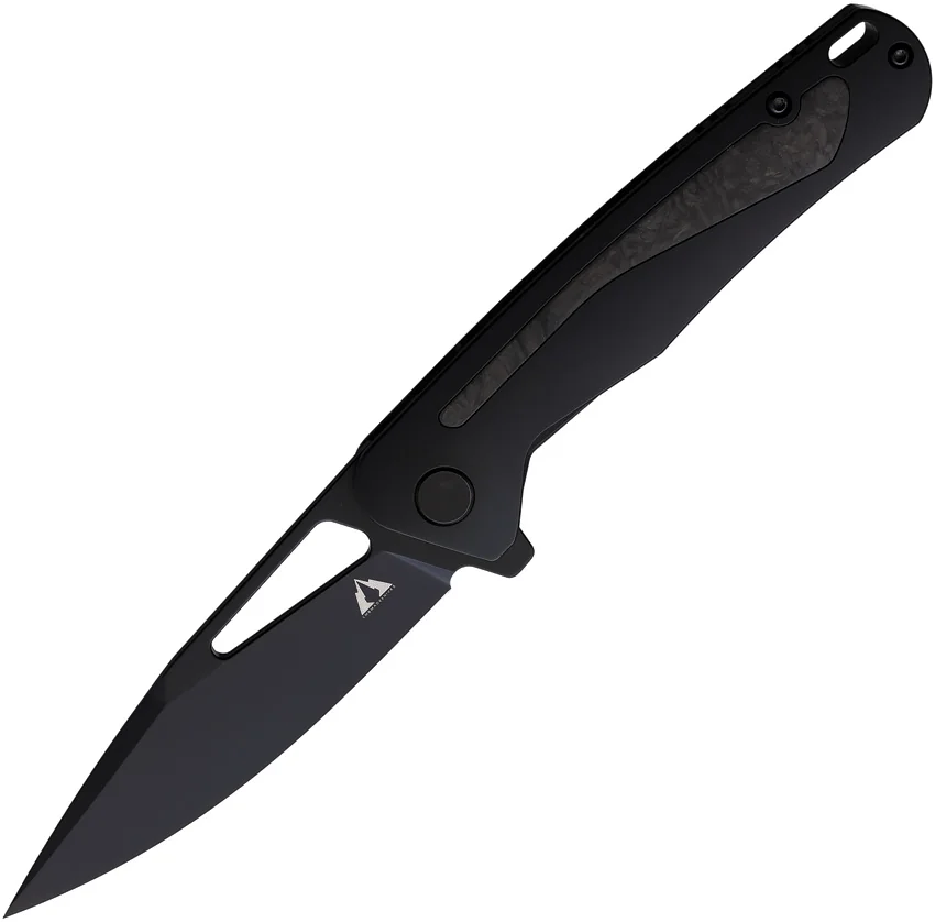CMB Made Knives Spear Frame Lock Knife Black Titanium/Carbon Fiber (3.6" Black)