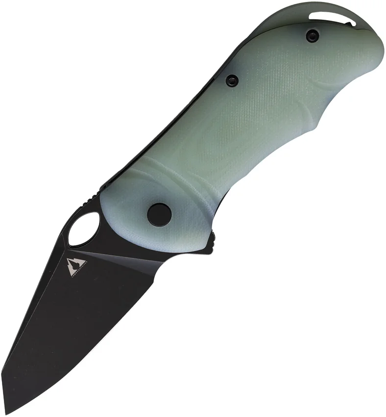 CMB Made Knives Hippo Liner Lock Flipper Knife Natural Jade G-10 (3" Black D2)