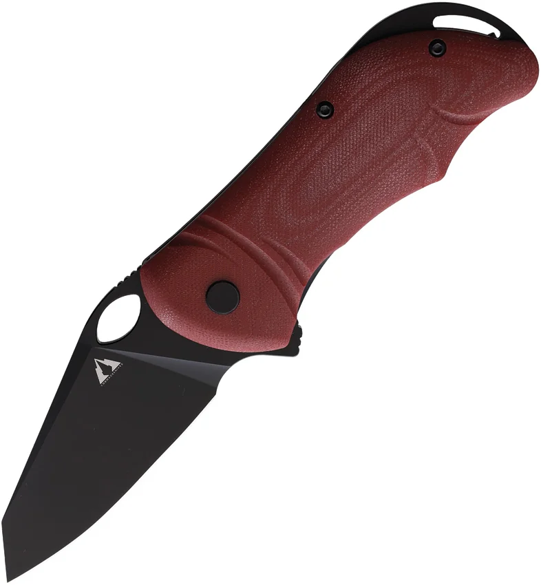 CMB Made Knives Hippo Liner Lock Flipper Knife Red G-10 (3" Black D2)