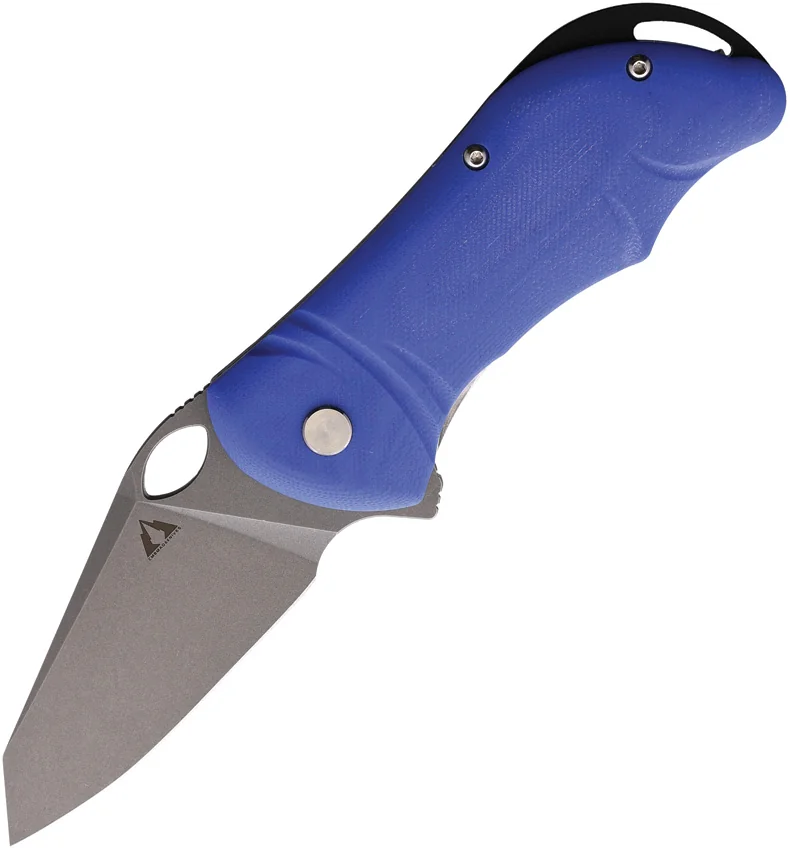 CMB Made Knives Hippo Liner Lock Flipper Knife Blue G-10 (3" Bead Blast D2)