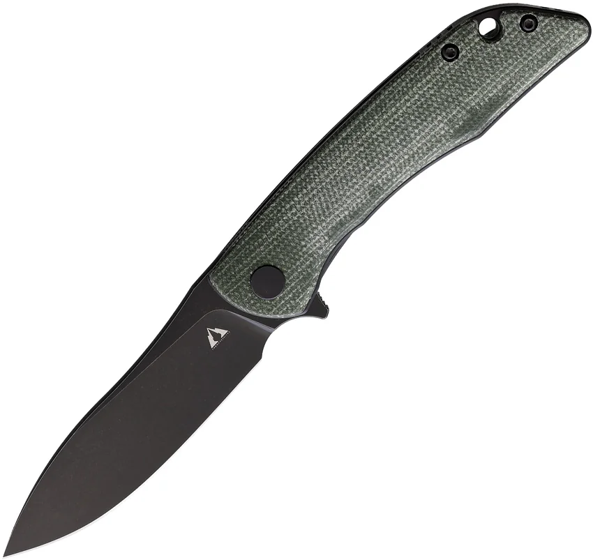 CMB Made Knives Blaze Liner Lock Flipper Knife Green Micarta (3" Black D2)