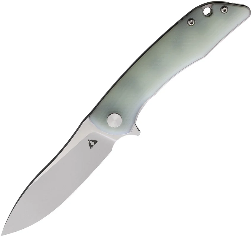 CMB Made Knives Blaze Liner Lock Knife Natural Jade G-10 (3" Bead Blast D2)