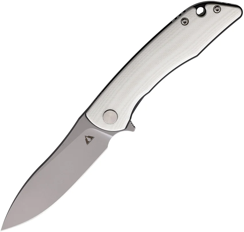 CMB Made Knives Blaze Liner Lock Flipper Knife White G-10 (3" Bead Blast D2)