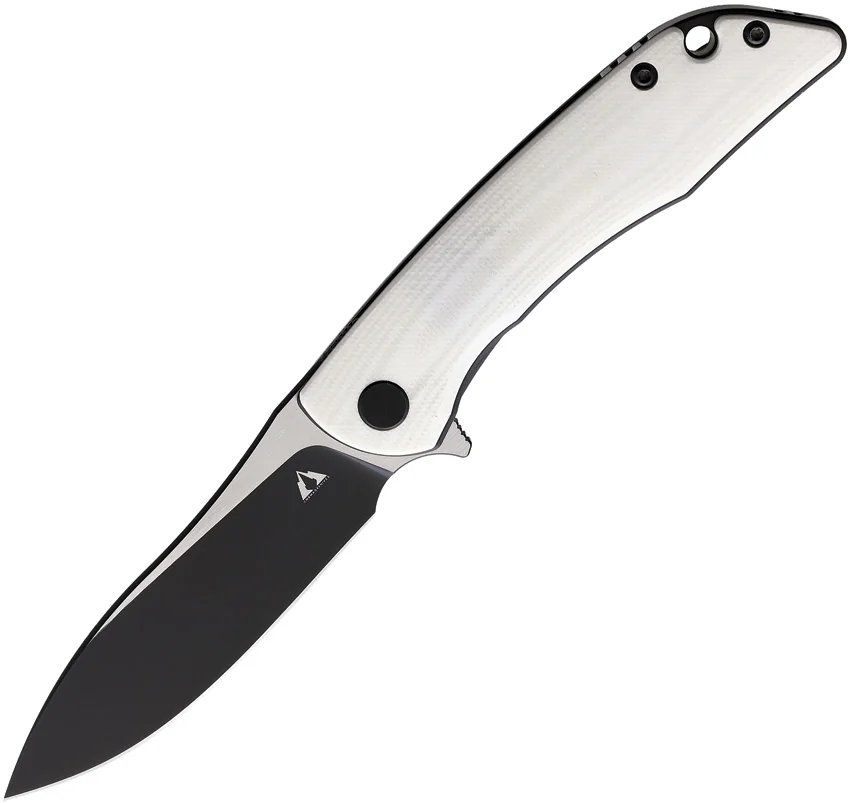 CMB Made Knives Blaze Liner Lock Flipper Knife White G-10 (3" Two-Tone D2)