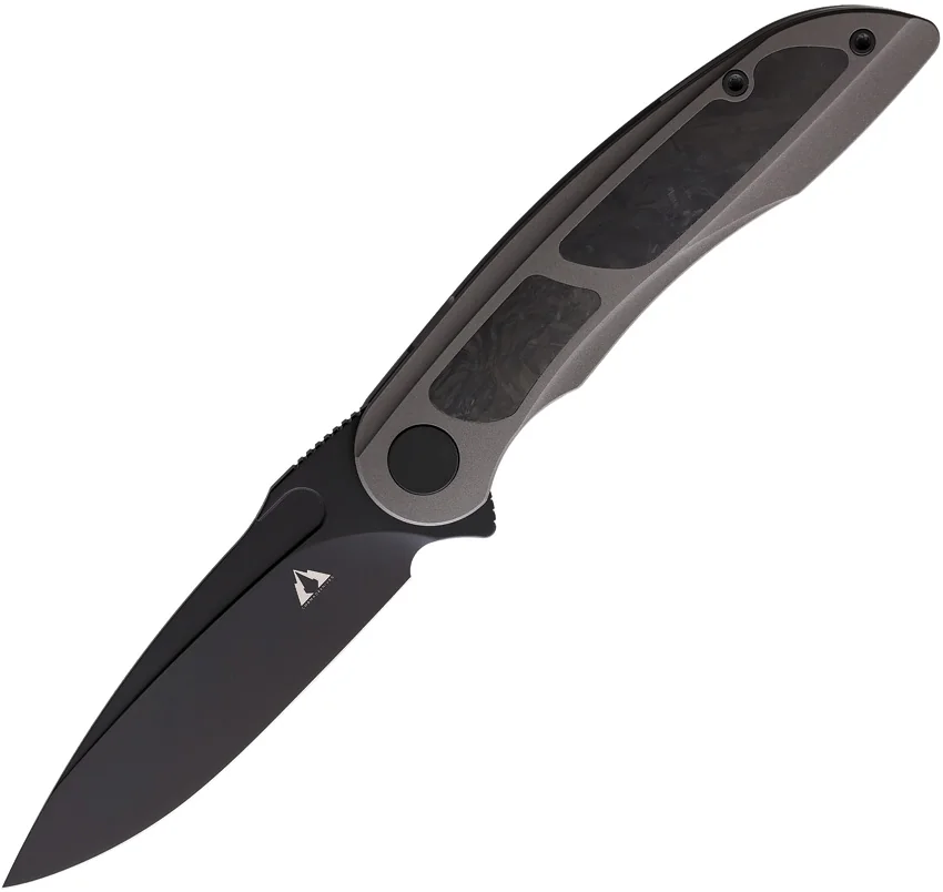 CMB Made Knives Knight Frame Lock Knife Titanium/Carbon Fiber (3.75" Black)