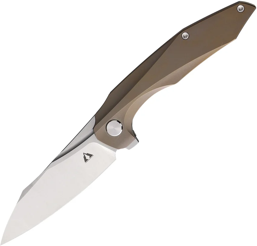 CMB Made Knives Dagon Frame Lock Knife Light Bronze Titanium (3.6" SW M390)