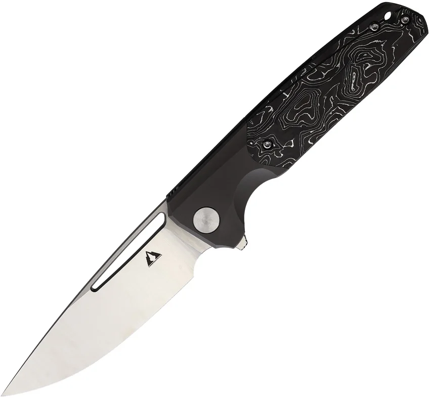 CMB Made Knives Darma Liner Lock Knife Ti + Black/White CF (3.7" Satin)
