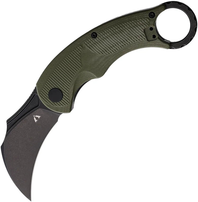 CMB Made Knives Falcon Karambit Liner Lock Knife Green G-10 (2.6" Black SW)