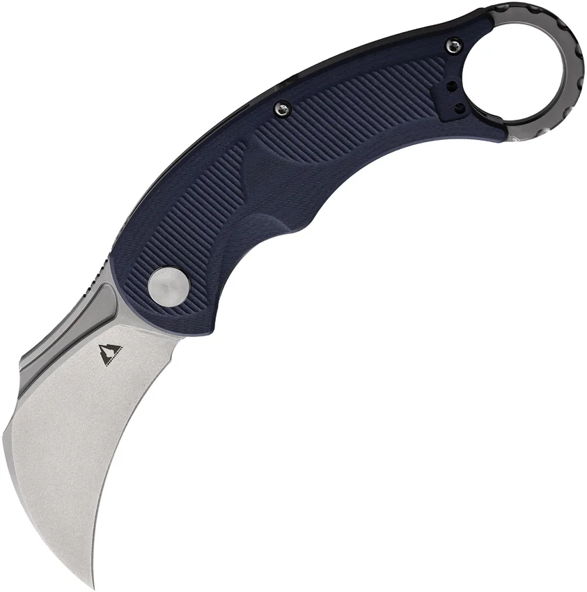 CMB Made Knives Falcon Karambit Liner Lock Knife Blue G-10 (2.6" Stonewash)