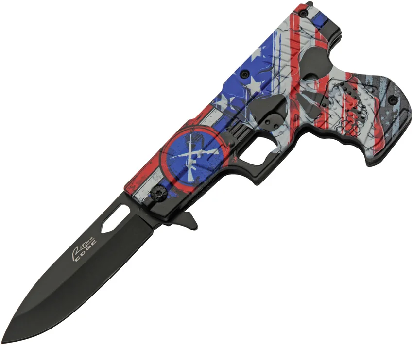 Rite Edge Gun Linerlock A/O Skull Flag
